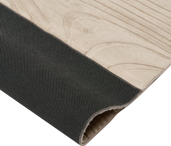 Koberec z umelej kožušiny béžový umelá polyesterová kožušina 80 x 300 cm behúň vysoký vlas geometrický vzor