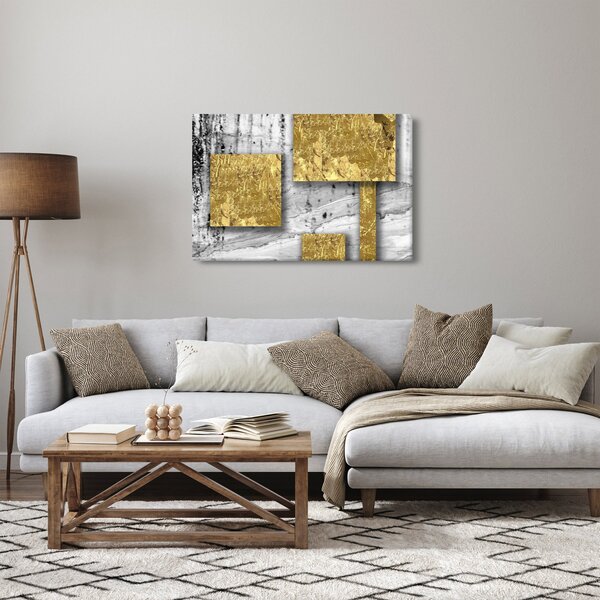 Obraz - Zlaté štvorce N⁰3 (90x60 cm)