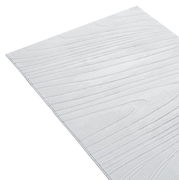 Koberec z umelej kožušiny svetlosivý umelá polyesterová kožušina 80 x 300 cm behúň vysoký vlas geometrický vzor