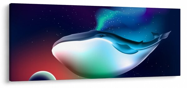 Obraz - Veľryba vo vesmíre (120x50 cm)