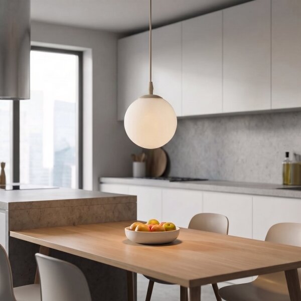 Závesný luster na lanku COSMO 1xE14/10W/230V priemer 14 cm béžová/biela
