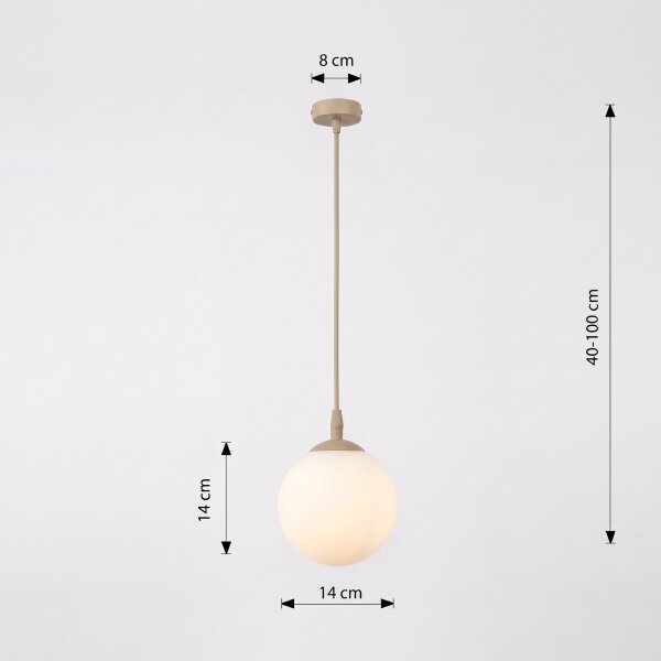 Závesný luster na lanku COSMO 1xE14/10W/230V priemer 14 cm béžová/biela