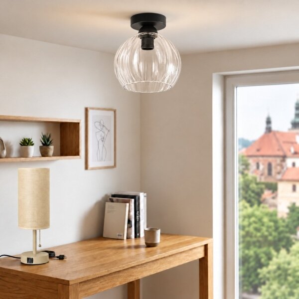 BRILAGI - LED Stropné svietidlo RETRO GLASS 1xE27/60W/230V pr. 25 cm čierne/číre
