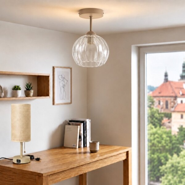 BRILAGI - LED Prisadený luster RETRO GLASS 1xE27/60W/230V pr. 25 cm béžová/číra