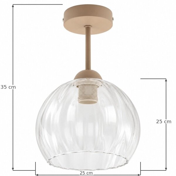 BRILAGI - LED Prisadený luster RETRO GLASS 1xE27/60W/230V pr. 25 cm béžová/číra