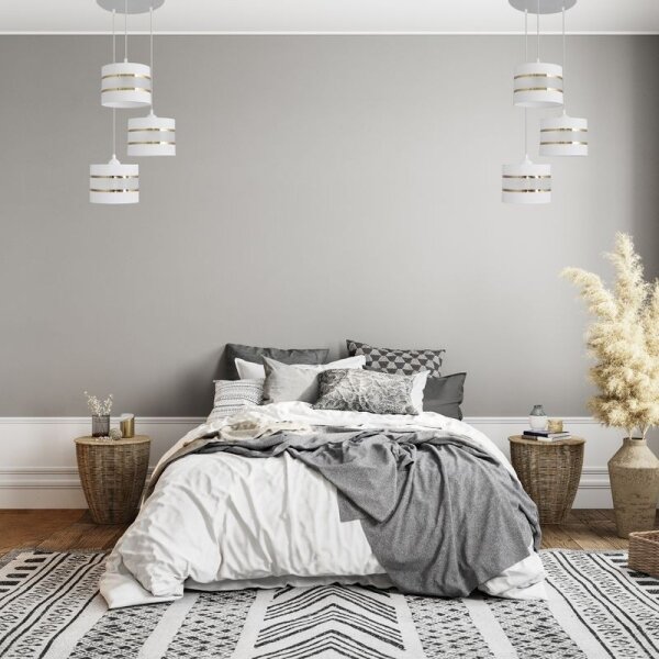 Luster na lanku HELEN 3xE27/15W/230V biela/zlatá