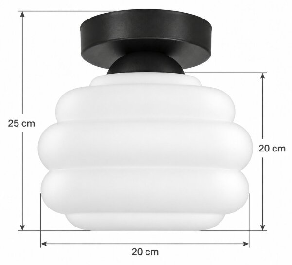 BRILAGI - LED Stropné svietidlo RETRO GLASS 1xE27/60W/230V pr. 20 cm čierna/biela