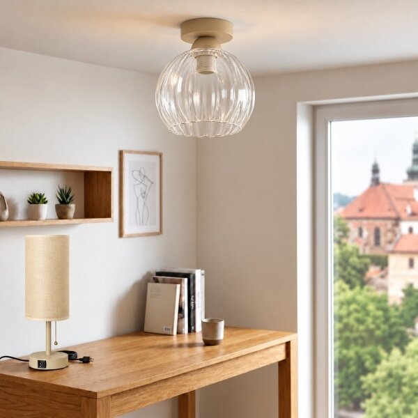 BRILAGI - LED stropné svietidlo RETRO GLASS 1xE27/60W/230V priemer 25 cm béžové/priehľadné