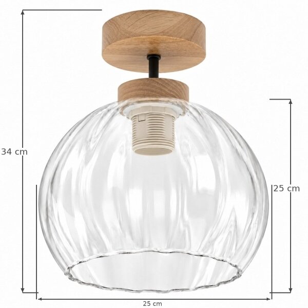 BRILAGI - LED Prisadený luster RETRO GLASS 1xE27/60W/230V pr. 25 cm dub/číre