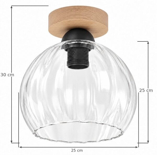 BRILAGI - LED stropné svietidlo RETRO GLASS 1xE27/60W/230V pr. 25 cm dub/priehľadné