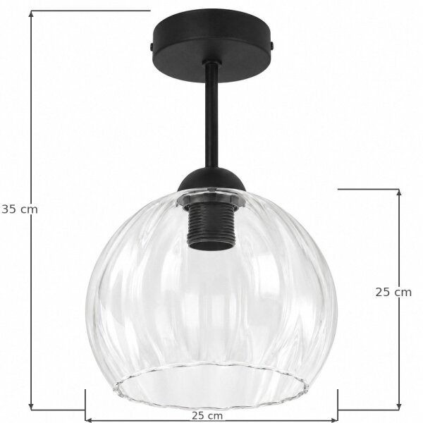 BRILAGI - LED Prisadený luster RETRO GLASS 1xE27/60W/230V pr. 25 cm čierna/číra