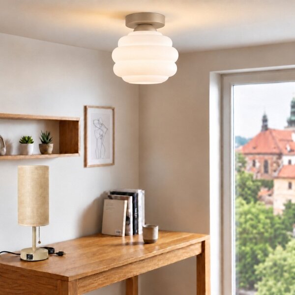 BRILAGI - LED stropné svietidlo RETRO GLASS 1xE27/60W/230V pr. 20 cm béžová/biela