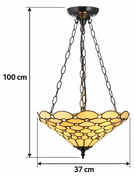 Endon 111884 - Luster na reťazi Tiffany PEARL 3xE27/10W/230V pr. 37 cm