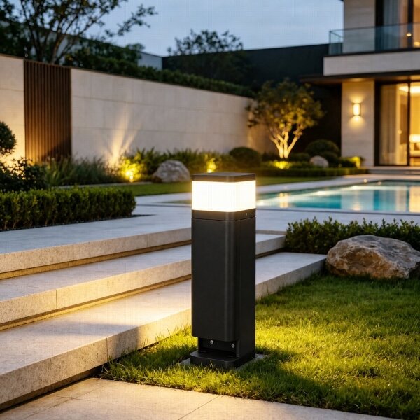 BRILAGI - Vonkajšia lampa s 2 zásuvkami SCHUKO PILLAR 1xG9/11W/230V IP44 čierna