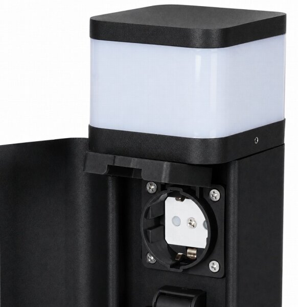 BRILAGI - Vonkajšia lampa s 2 zásuvkami SCHUKO PILLAR 1xG9/11W/230V IP44 čierna