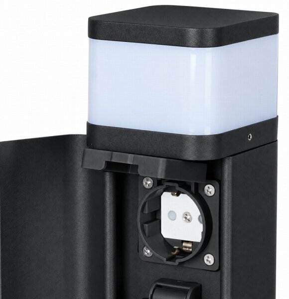 BRILAGI - Vonkajšie svietidlo s 2 zásuvkami SCHUKO PILLAR 1xG9/11W/230V IP44 čierne