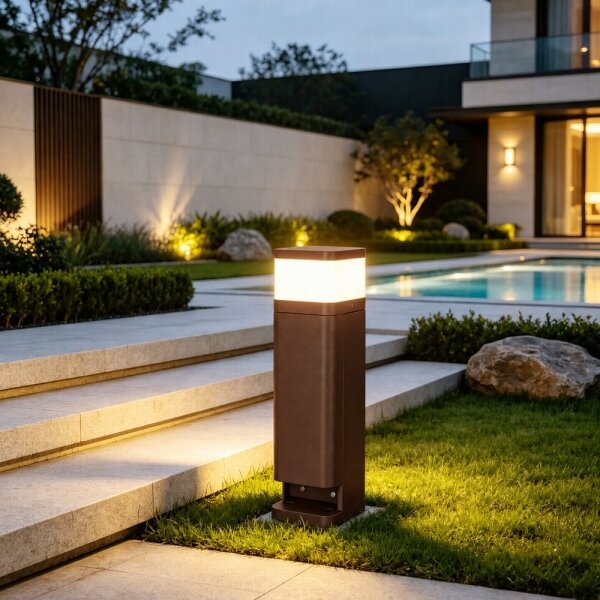 BRILAGI - Vonkajšie svietidlo s 2 zásuvkami SCHUKO PILLAR 1xG9/11W/230V IP44 hnedé