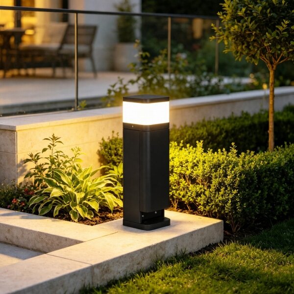 BRILAGI - Vonkajšia lampa s 2 zásuvkami SCHUKO PILLAR 1xG9/11W/230V IP44 čierna