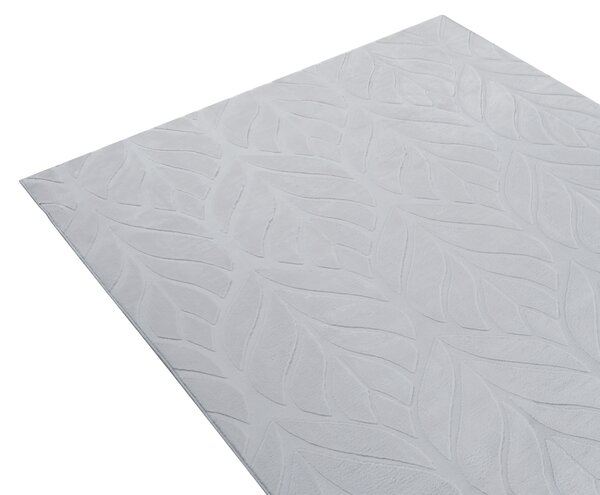 Koberec z umelej kožušiny svetlosivý umelá polyesterová kožušina 160 x 230 cm vysoký vlas vzor listov