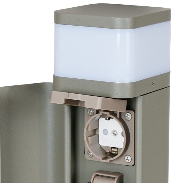 BRILAGI - Vonkajšie svietidlo s 2 zásuvkami SCHUKO PILLAR 1xG9/11W/230V IP44 sivá
