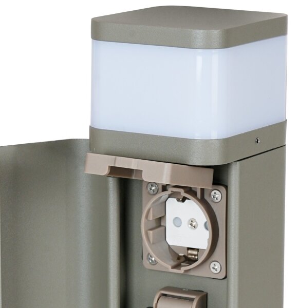 BRILAGI - Vonkajšia lampa s 2 zásuvkami SCHUKO PILLAR 1xG9/11W/230V IP44 sivá