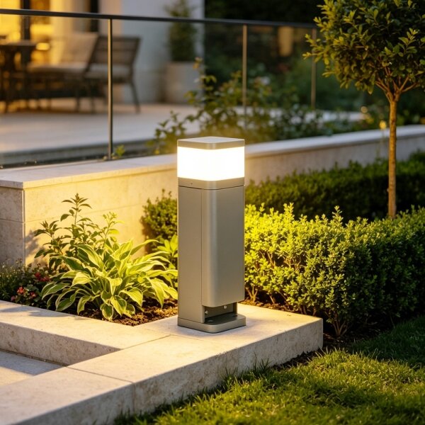 BRILAGI - Vonkajšia lampa s 2 zásuvkami SCHUKO PILLAR 1xG9/11W/230V IP44 sivá