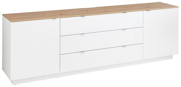 NÍZKA KOMODA, biela, dub artisan, 240/77/44 cm MID.YOU - Komody, Online Only