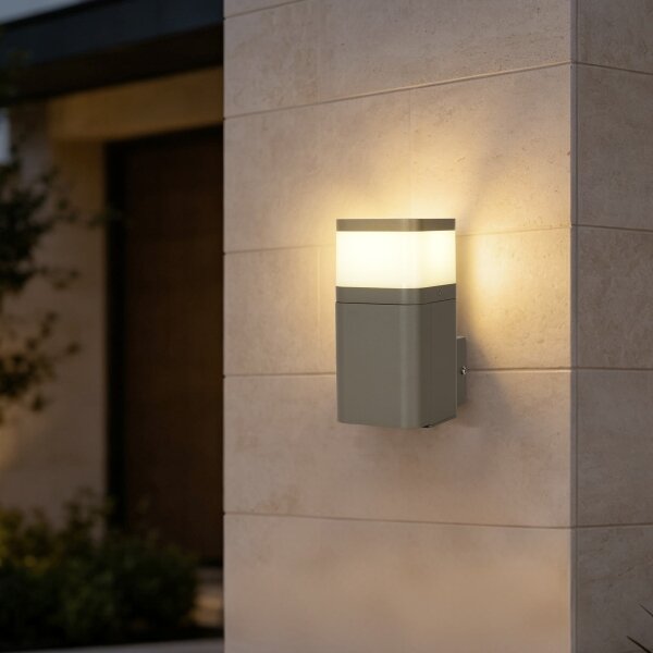 BRILAGI - Vonkajšie nástenné svietidlo so zásuvkou SCHUKO PILLAR 1xG9/11W/230V IP44 šedé
