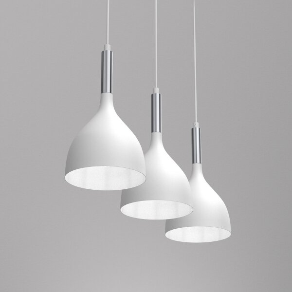 Luster na lanku NOAK 3xE27/15W/230V biela/chróm