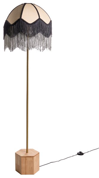 Stojaca lampa prírodná látkové tienidlo 150 cm svietidlo obývacia izba retro klasický štýl