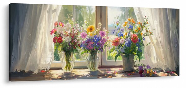 Obraz - Kytica pri okne (120x50 cm)