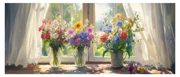 Obraz - Kytica pri okne (120x50 cm)