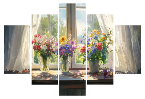 Obraz - Kytica pri okne (150x105 cm)