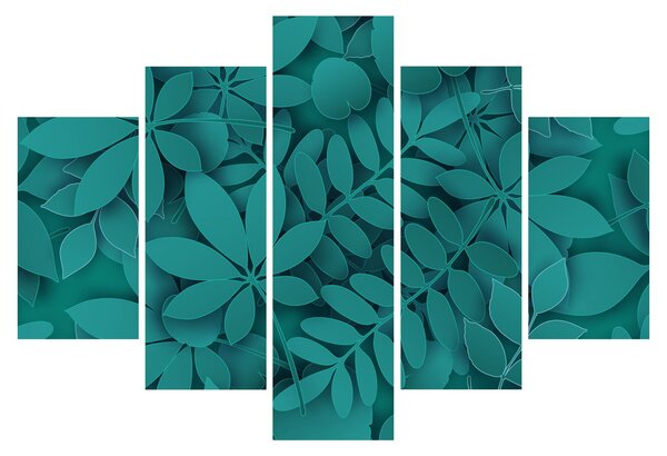 Obraz - Tyrkysové listy (150x105 cm)