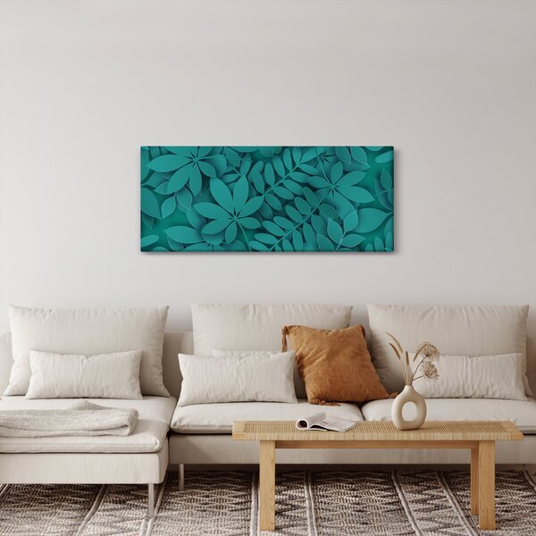 Obraz - Tyrkysové listy (120x50 cm)
