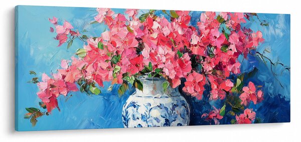 Obraz - Váza ružových kvetov (120x50 cm)