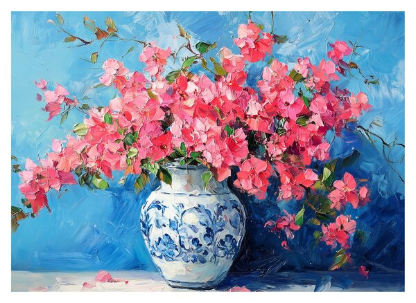 Obraz - Váza ružových kvetov (70x50 cm)