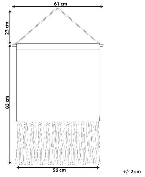 Záves na stenu oranžová a čierna bavlna 56 x 106 cm ručne tkaný so strapcami geometrický vzor nástenná dekorácia obývacia izba v štýle boho spálňa