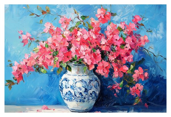 Obraz - Váza ružových kvetov (90x60 cm)