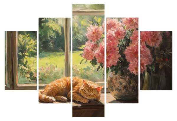 Obraz - Mačka na okne (150x105 cm)