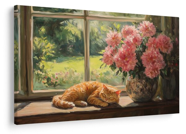 Obraz - Mačka na okne (90x60 cm)
