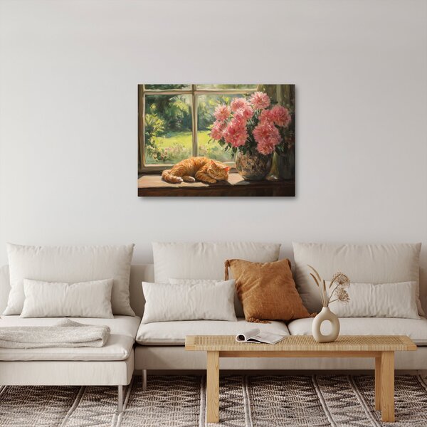 Obraz - Mačka na okne (70x50 cm)
