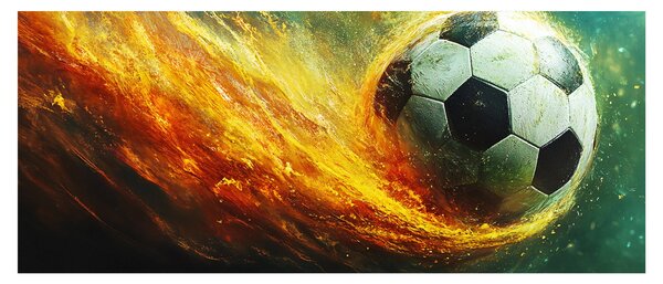 Obraz - Futbalová lopta v lete (120x50 cm)