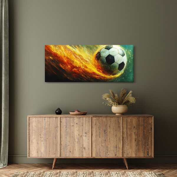Obraz - Futbalová lopta v lete (120x50 cm)
