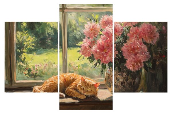 Obraz - Mačka na okne (90x60 cm)