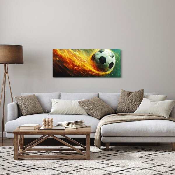 Obraz - Futbalová lopta v lete (120x50 cm)