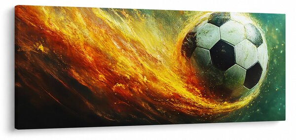 Obraz - Futbalová lopta v lete (120x50 cm)