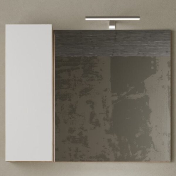 Zrkadlová skrinka HAMBURG 2 biela lesklá/dub cadiz