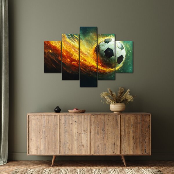 Obraz - Futbalová lopta v lete (150x105 cm)