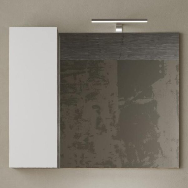 Zrkadlová skrinka HAMBURG 2 betón/biela lesklá